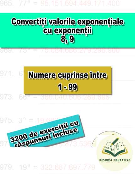 Convertiți valorile exponențiale cu exponenții 8,9
