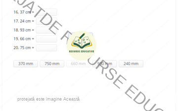 Convertiți măsurile date din ”mm” în unități noi ”cm” și invers