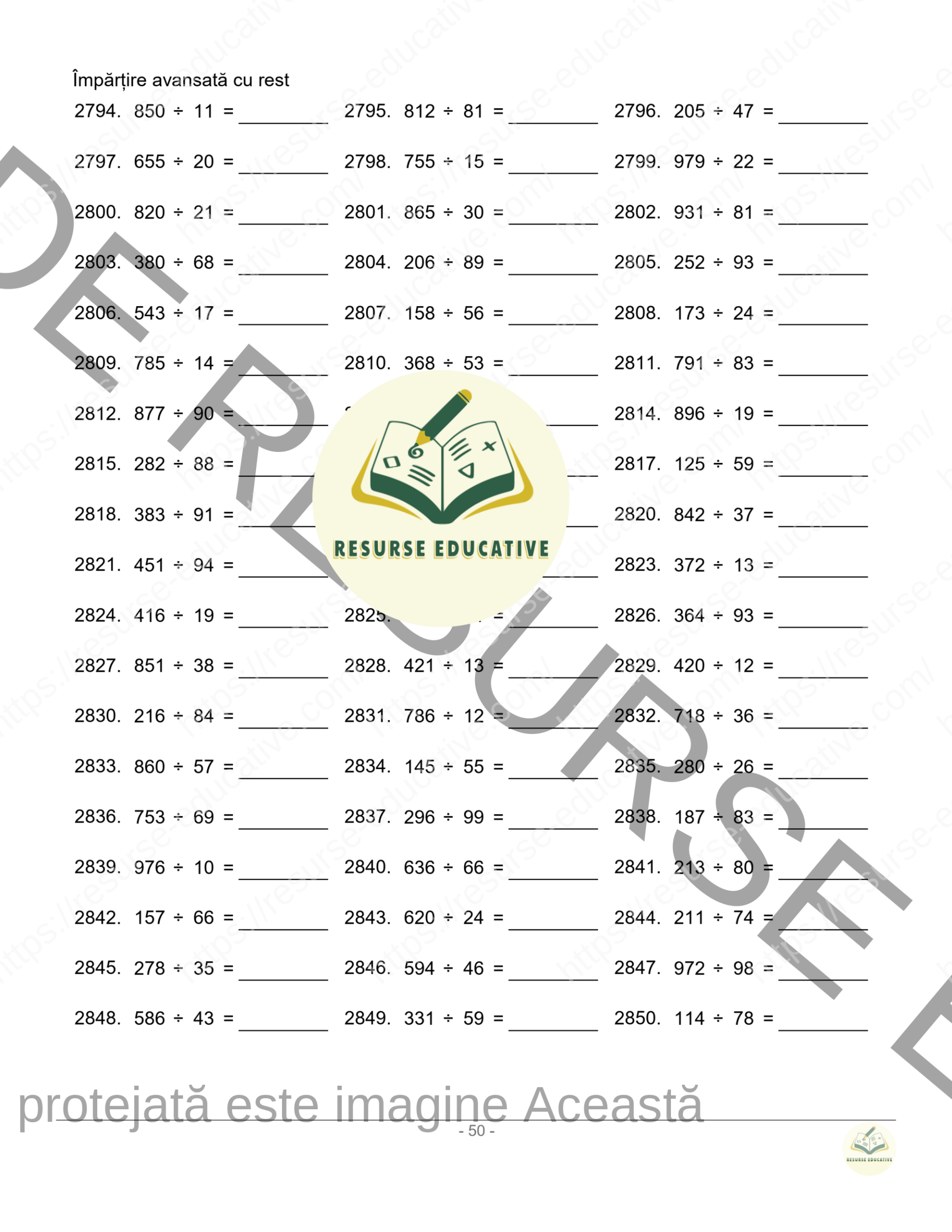 ÎMPĂRȚIRE AVANSATĂ CU REST VOL 1