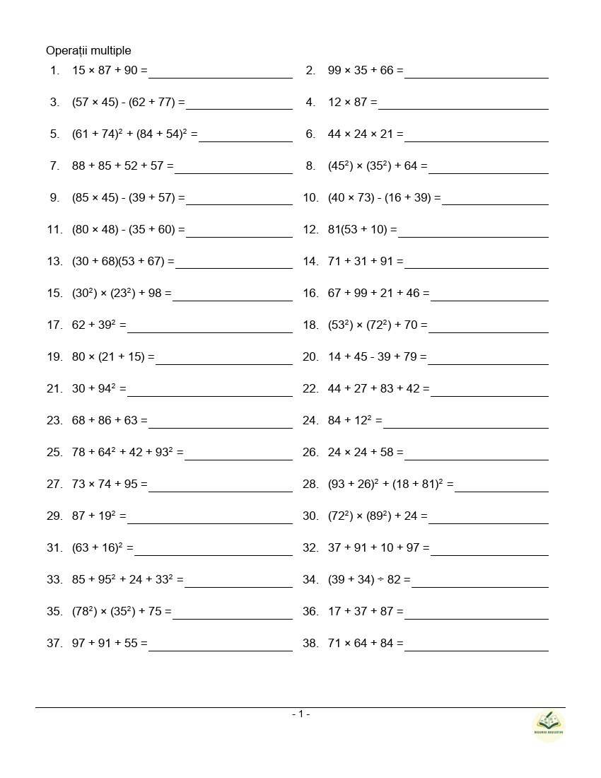 Master Math: 1140 Operații Mixte (Clasele V-VI)